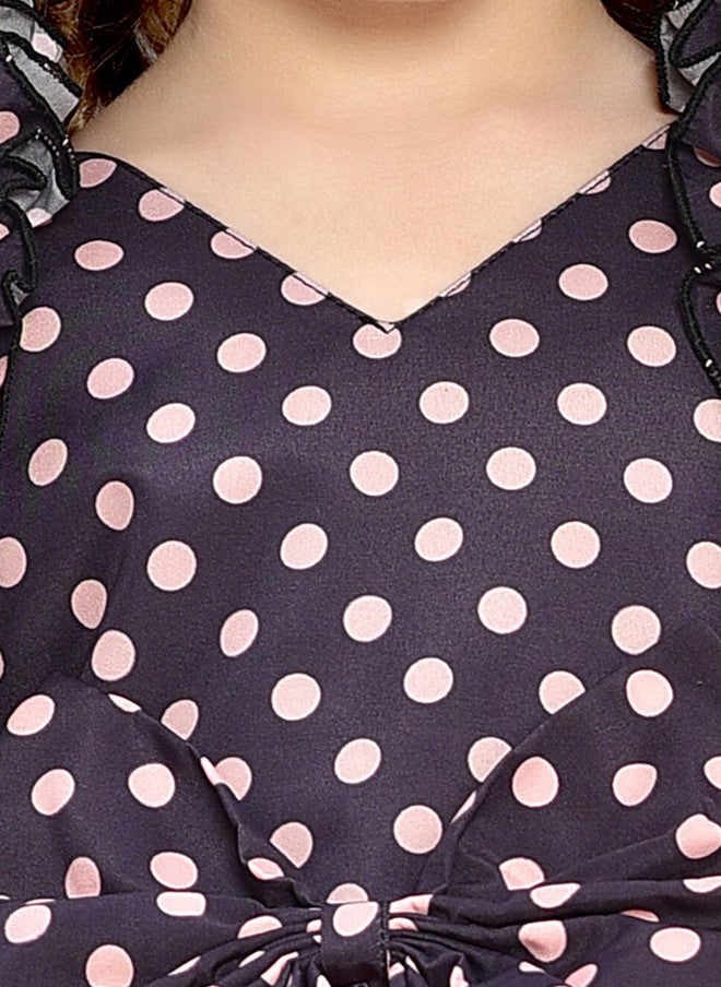 PinkChick Polka Dot Fit & Flare Dress for Girls - Image 2