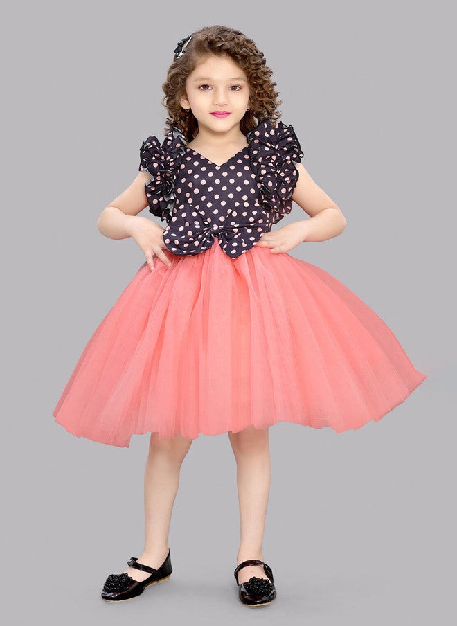 PinkChick Polka Dot Fit & Flare Dress for Girls - Image 1
