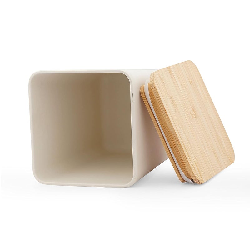 Earthism EcoFriendly Bamboo Fibre CanisterStorage Container Air Tight 1000 Ml Beige - Image 3