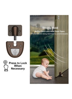 SYOSI Door Holder to Keep Door Open, SYOSI Door Stopper for Bottom of Door, Soundless Door Stop, Windproof Babyproof Mechanical Doorstop, Nailless Door Floor Catch, Light Brown, 1 Pack  - Image 4