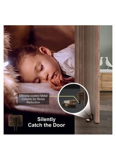 SYOSI Door Holder to Keep Door Open, SYOSI Door Stopper for Bottom of Door, Soundless Door Stop, Windproof Babyproof Mechanical Doorstop, Nailless Door Floor Catch, Light Brown, 1 Pack  - Image 3