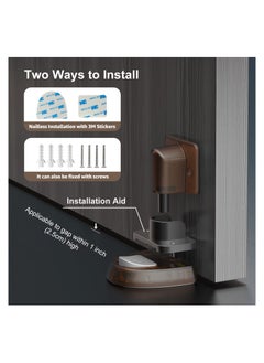 SYOSI Door Holder to Keep Door Open, SYOSI Door Stopper for Bottom of Door, Soundless Door Stop, Windproof Babyproof Mechanical Doorstop, Nailless Door Floor Catch, Light Brown, 1 Pack  - Image 5