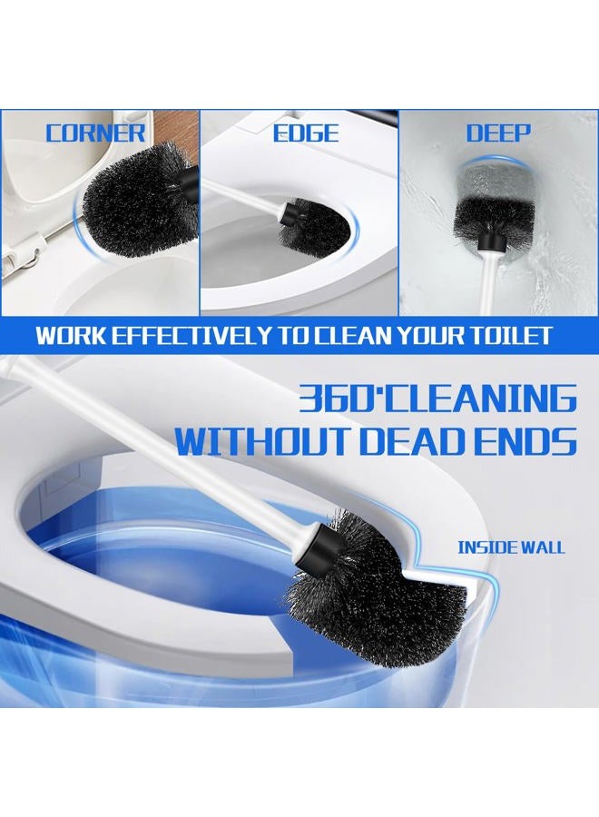 AONEZ Toilet Brush and Holder Set, 2 Pack Long Handle Non-Slip Grip Toilet Bowl Brush​, Hard Toilet Brush, Deep Cleaning for Bathroom, Easy to Assemble White - Image 2