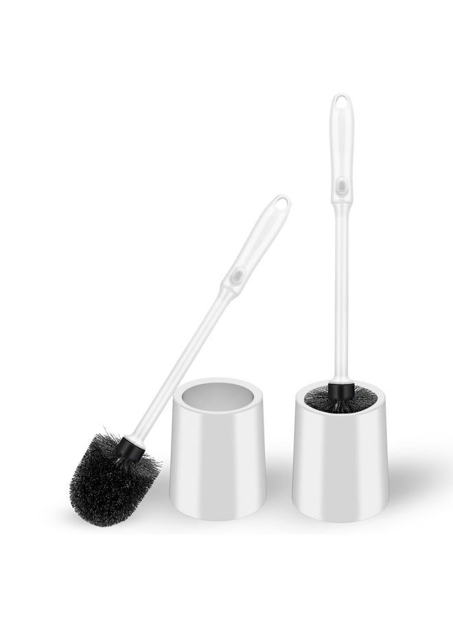 AONEZ Toilet Brush and Holder Set, 2 Pack Long Handle Non-Slip Grip Toilet Bowl Brush​, Hard Toilet Brush, Deep Cleaning for Bathroom, Easy to Assemble White - Image 1