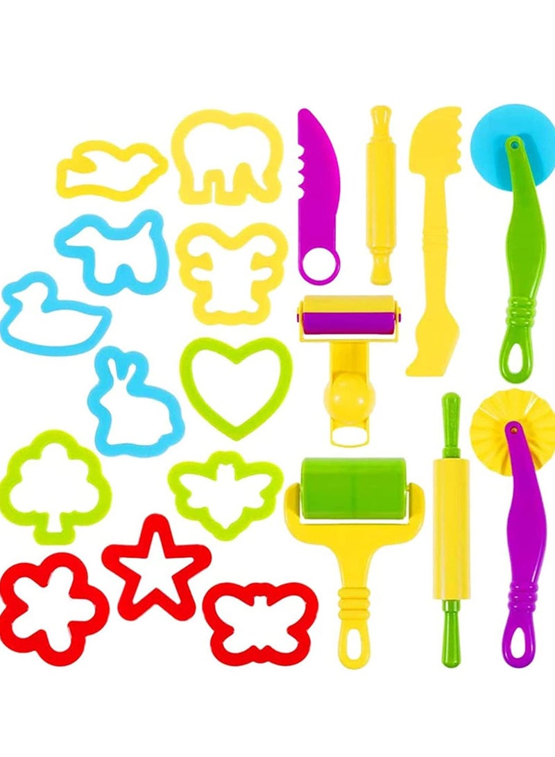 SOLARAE Playdough Sets For Kids, Kids Clay Tools, Plastic Art Clay Dough Playing Tools Set with Models and Mold Smart Dough Tools Kit For Kids 1 Set/20pcs - Image 4