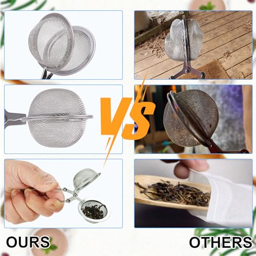 Ecurfu Tea Strainers for Loose Tea, 4 Pack Tea Infuser with Handle Fine Mesh Tea Ball Filter Tea Diffusers Steeper for Loose Leaf Tea, Spices, Seasonings - Image 4