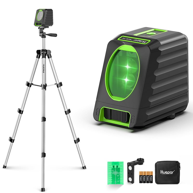 Huepar Laser Level with 40in Tripod, Huepar 150Â°/150Ft Self Leveling Lazer Leveler Tool with Pulse Mode (197Ft), Switchable Green Cross Line for Picture Hanging, Tile, DIY/Construction Project - Image 1