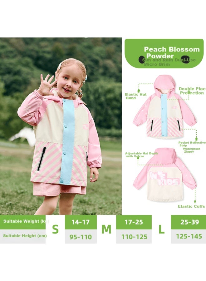 Tiantianzai Kids Waterproof Jacket Girls Outdoor Windproof Raincoat Peach Pink M - Image 1