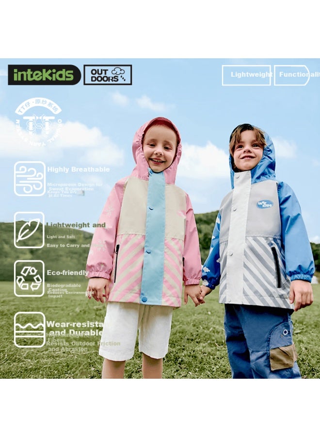 Tiantianzai Kids Waterproof Jacket Girls Outdoor Windproof Raincoat Peach Pink M - Image 5