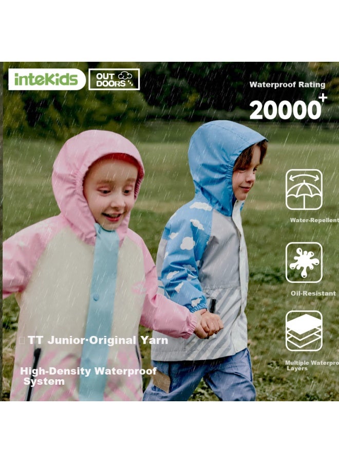 Tiantianzai Kids Waterproof Jacket Girls Outdoor Windproof Raincoat Peach Pink M - Image 3