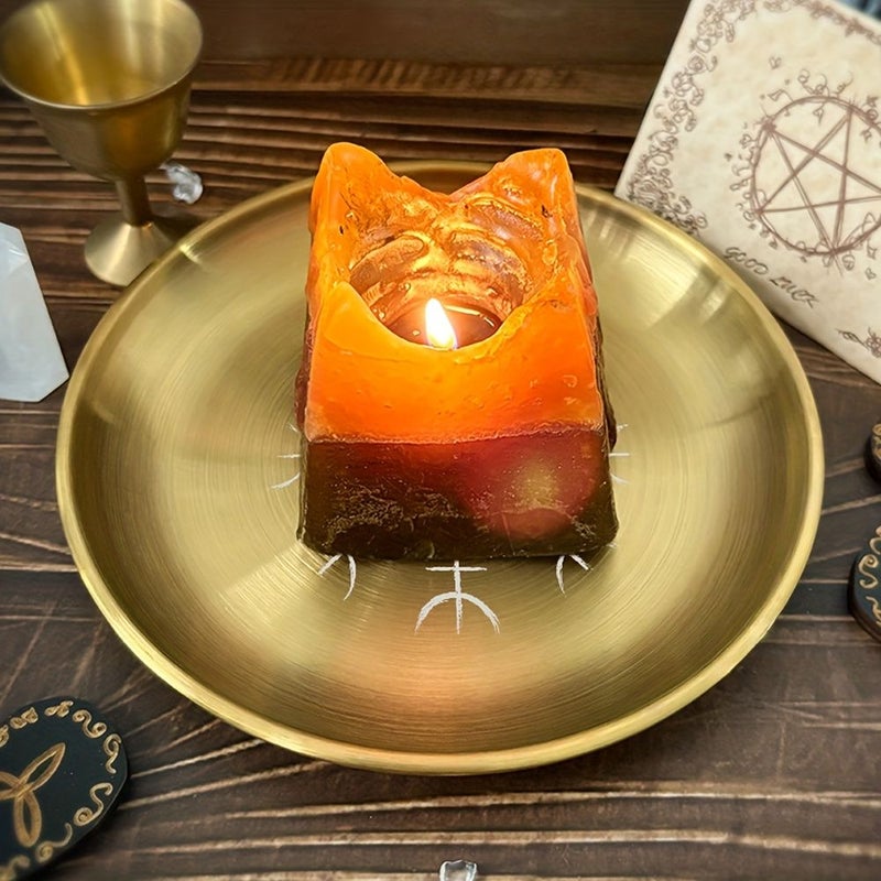 3Pcs Golden Pentagram Altar Plate Stainless Steel Dish Candle Holder Ceremony Decoration - Image 4