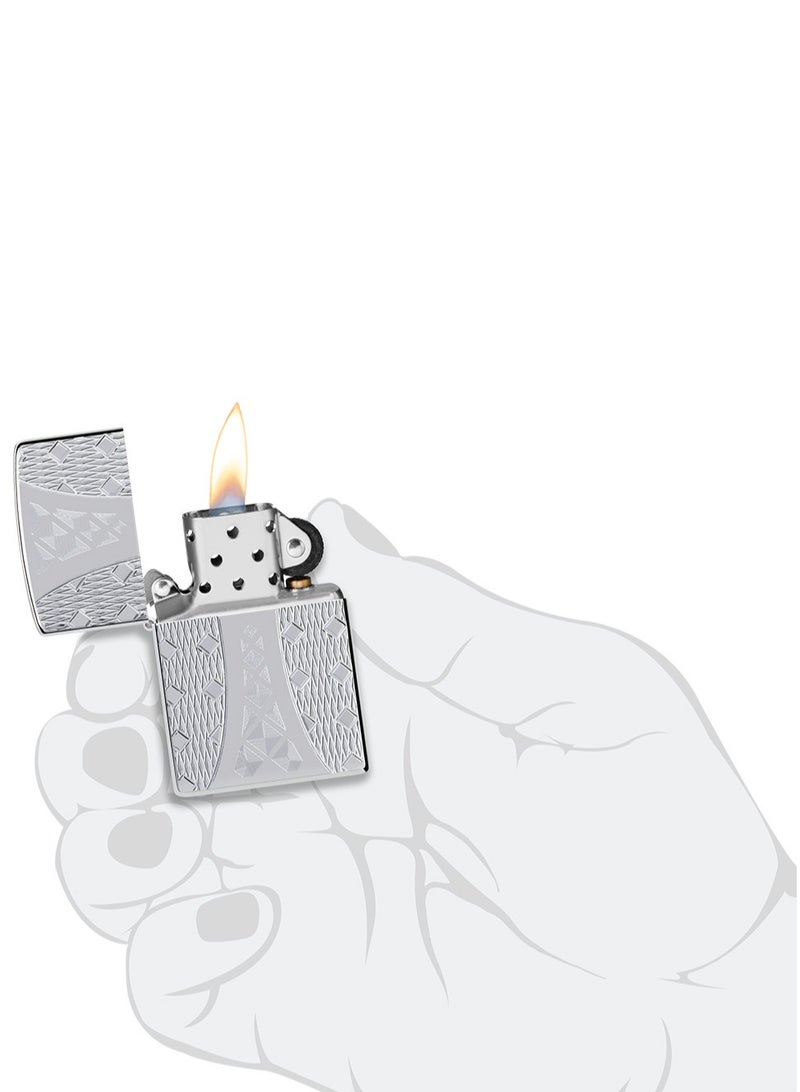 Zippo Ae400241 167 Diamonds Armor High Polish Chrome Windproof Lighter - Image 5