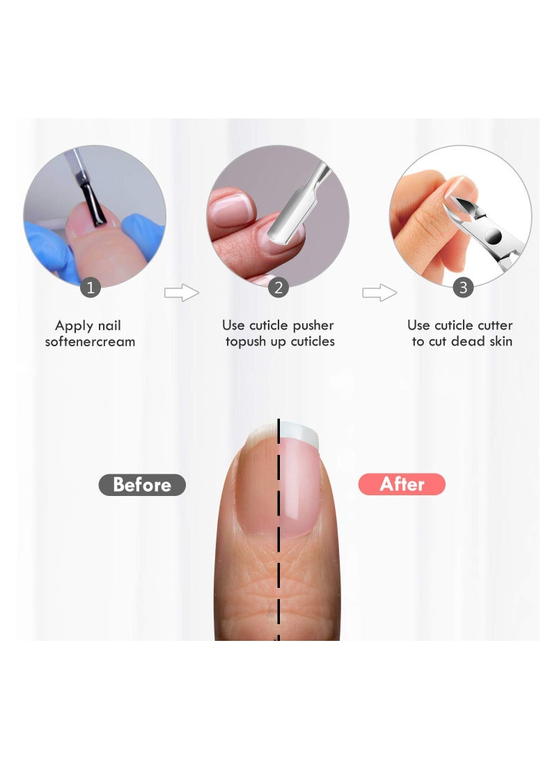 Cuticle Trimmer with Pusher Remover Professional Stainless Steel Cutter Nippers Rainbow Sharp Durable Pedicure Manicure Tools for Fingernails and Toenails - Image 4