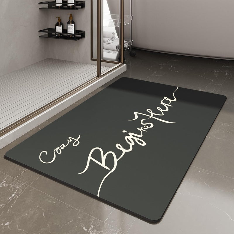 MontVoo Bath Mat-Bath Mat Rug Non Slip Super Absorbent Stain Resistant Quick Dry Thin Bathroom Rug-Bath Mats for Bathroom Floor Bathtub Vanity-Bathmat Bath Rug Easy Care-17"x27",Black - Image 1