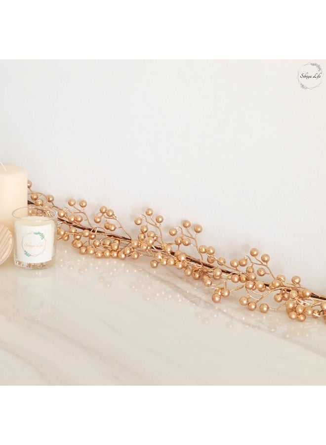 شينا لايف إكليل زهور ذهبي بتوت جميل | إكليل شتوي للباب، أو رف الموقد، أو المدفأة، أو مفرش الطاولة، أو كقطعة ديكور مركزية، للمناسبات ذات الطابع الخاص | هدايا - Image 5