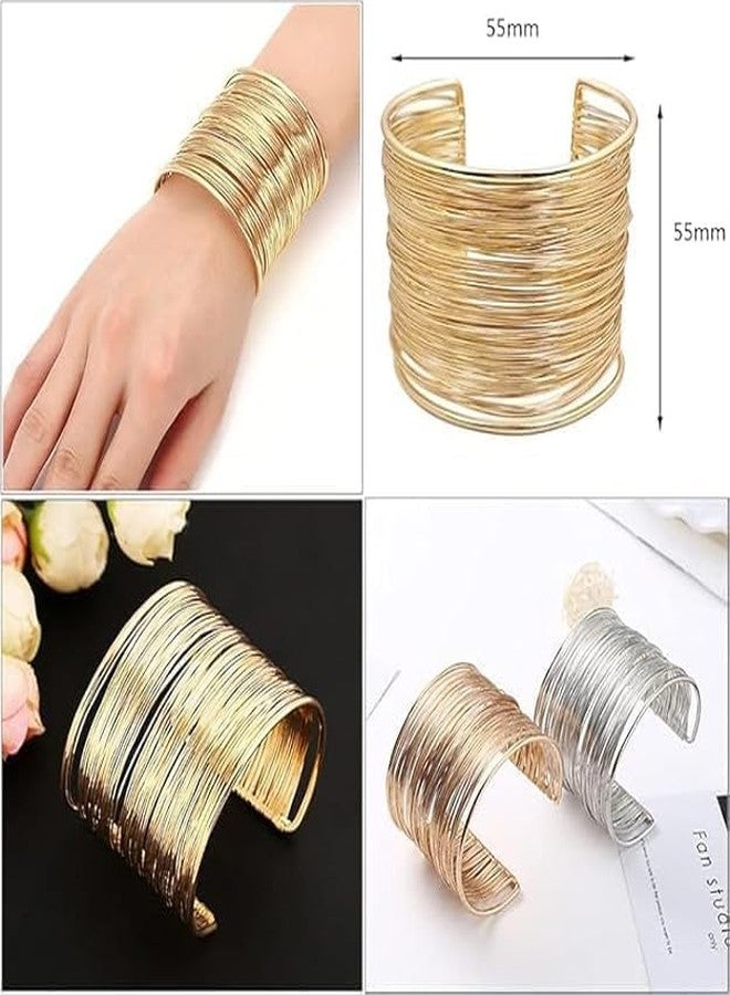 PRIME HOMES Gold Bangle Set Broad Cuff Bracelet for Women Stylish Adjustable Stainless Steel 2 pcs Kada for Girls - Image 4