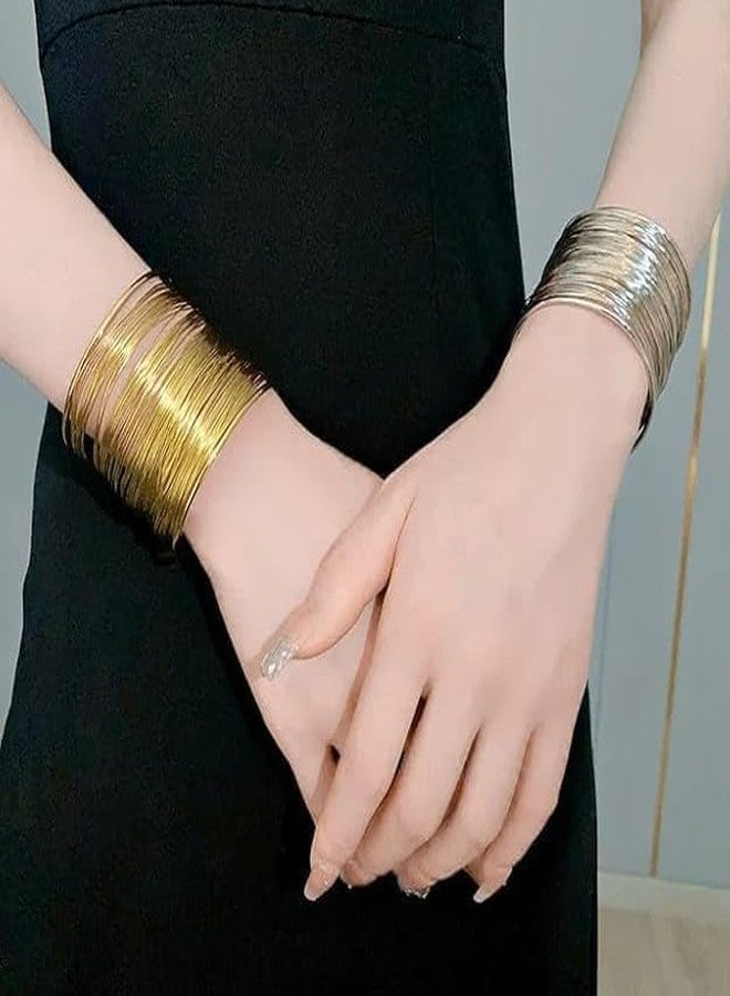 PRIME HOMES Gold Bangle Set Broad Cuff Bracelet for Women Stylish Adjustable Stainless Steel 2 pcs Kada for Girls - Image 5