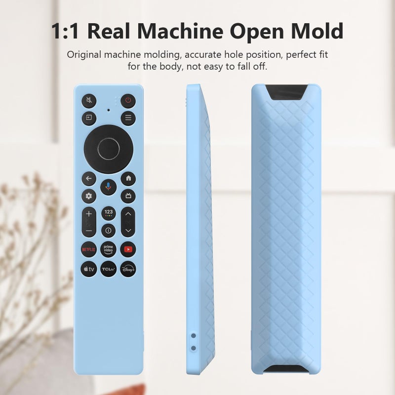 LEFXMOPHY غطاء LEFXMOPHY لجهاز التحكم عن بعد TCL RC923A FMB1 / RC813A FMB1 2025 QM6K QM7K، غلاف سيليكون يتوهج في الظلام - أزرق - Image 4