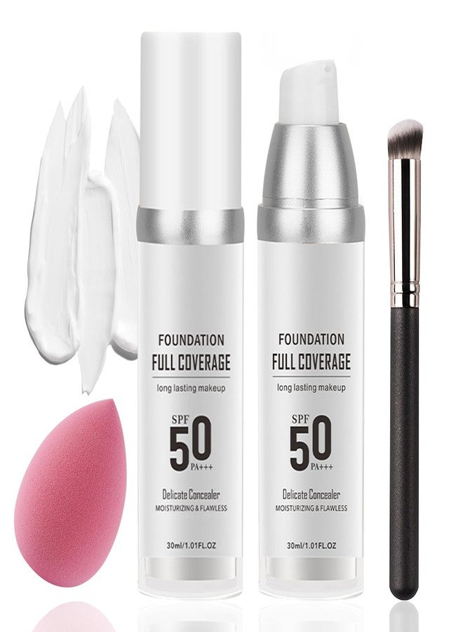 XMXueMei 2PCS Color Changing Foundation Set with Brush and Makeup Sponge,SPF 50 PA+++ Oil Control Full Coverage Liquid Foundation Makeup,Flawless Moisturizing Concealer for All Skin Types - Image 1