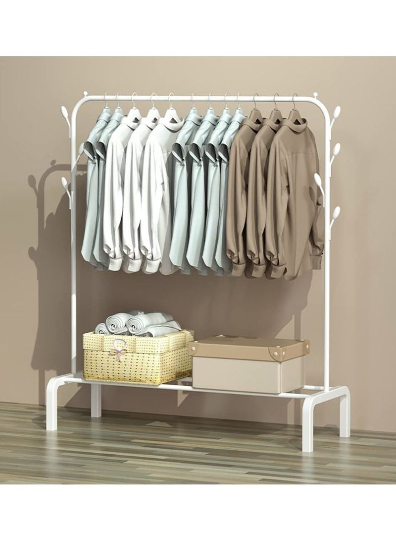 DubaiGallery Metal Coat Rack with 8 Hooks, Heavy Duty Clothes Rack with Top Rod and Lower Storage Shelf, Garment Rack for Bedroom, Living Room and Entryway - Image 2
