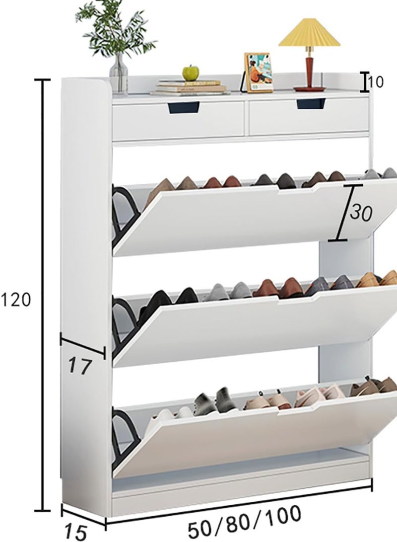 DubaiGallery Shoe Cabinet for Entryway, White Narrow Shoe Storage Cabinet Flip Down Shoe Rack Wood Shoe Organizer for Home and Apartment - Image 4