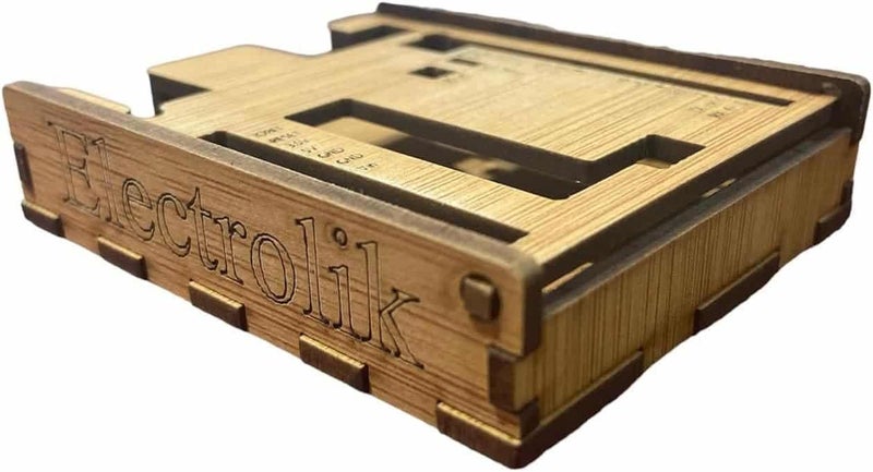 MDF Protective Case for UNO R3 Compatible Board, Natural Finish, Interlocking Panels, Ventilated Design - Image 1