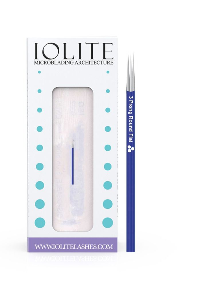 IOLITE Microblading needles 3 Prong Round Flat Needle spmu needles size 22mm one time use disposable blade Sterile packaged 12pcs - Image 1