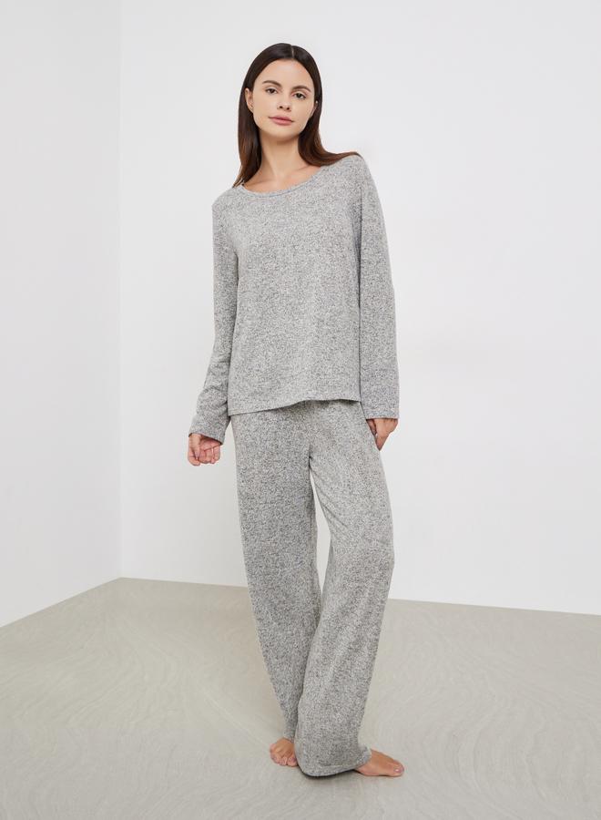 Styli Relaxed Fit Grey T-Shirt and Long Pyjama Set - Image 2