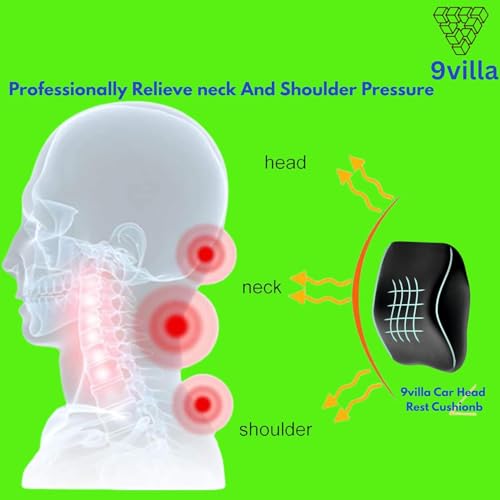 9villa Ultimate Car Neck Head Rest Pillow | 2 Years Warranty | 100% Memory Foam Neck Pillow for Car,Comfortable Rides & Cervical Support - Relieves Neck Pain - Image 3