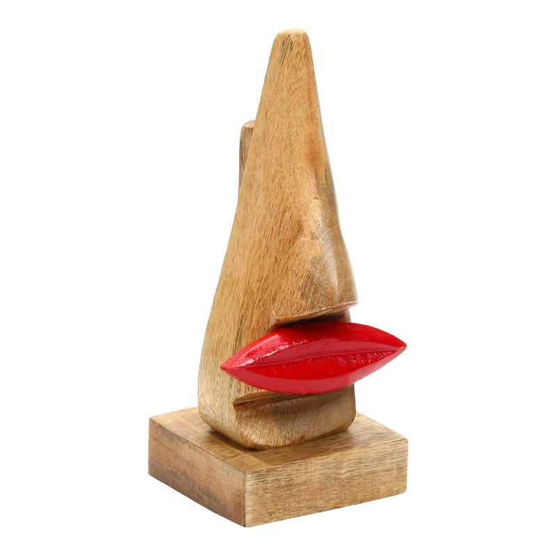 Craftland Pair of Wooden Nose Shaped Spectacle Holder Stand with Red Lips (Standard, 2Pcs) - Image 3