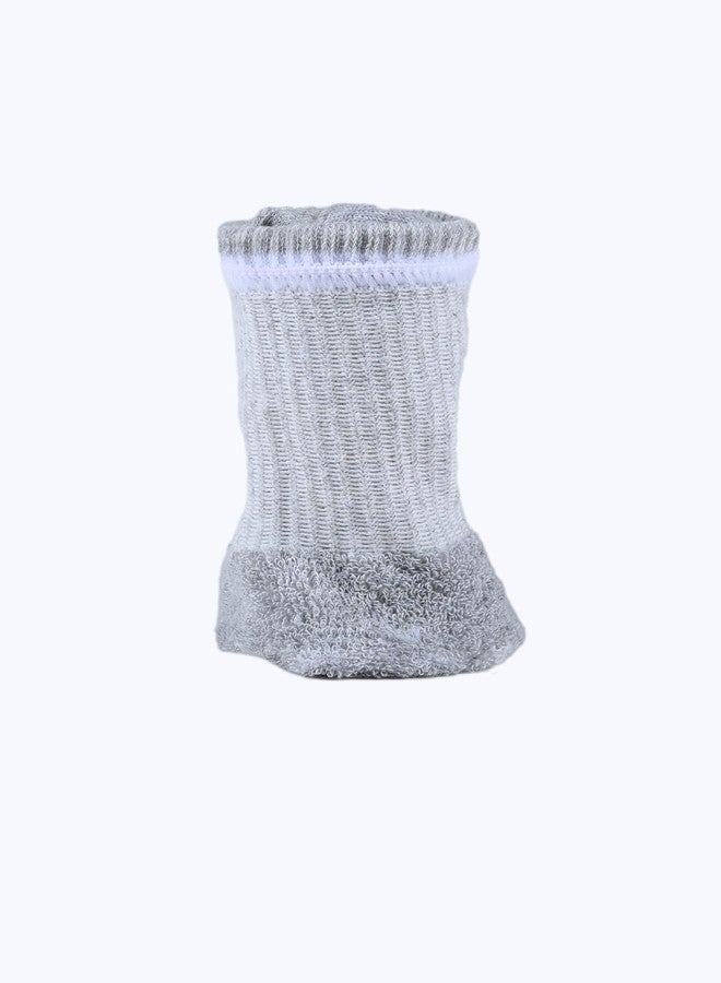 MUKHAKSH (Pack of 6 pairs = 12 Socks Boys winter woolen warm Ankle towel Milange Grey socks - Image 3