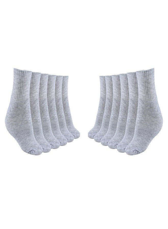 MUKHAKSH (Pack of 6 pairs = 12 Socks Boys winter woolen warm Ankle towel Milange Grey socks - Image 1