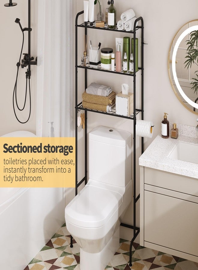 Furshus Over The Toilet Storage,3-Tier Heavy Duty Metal Bathroom Organizer, Freestanding Space Saver with Wide Shelves for Towels & Toilet Paper (Black) - Image 4