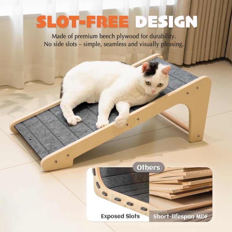PETKARAY Felt Cat Scratcher, L Shaped Scratching Pad, Scratch Resistant Carpet Scratcher Ramp, Slot-Free Scratch Board with Toy Ball, Dark Grey - Image 5