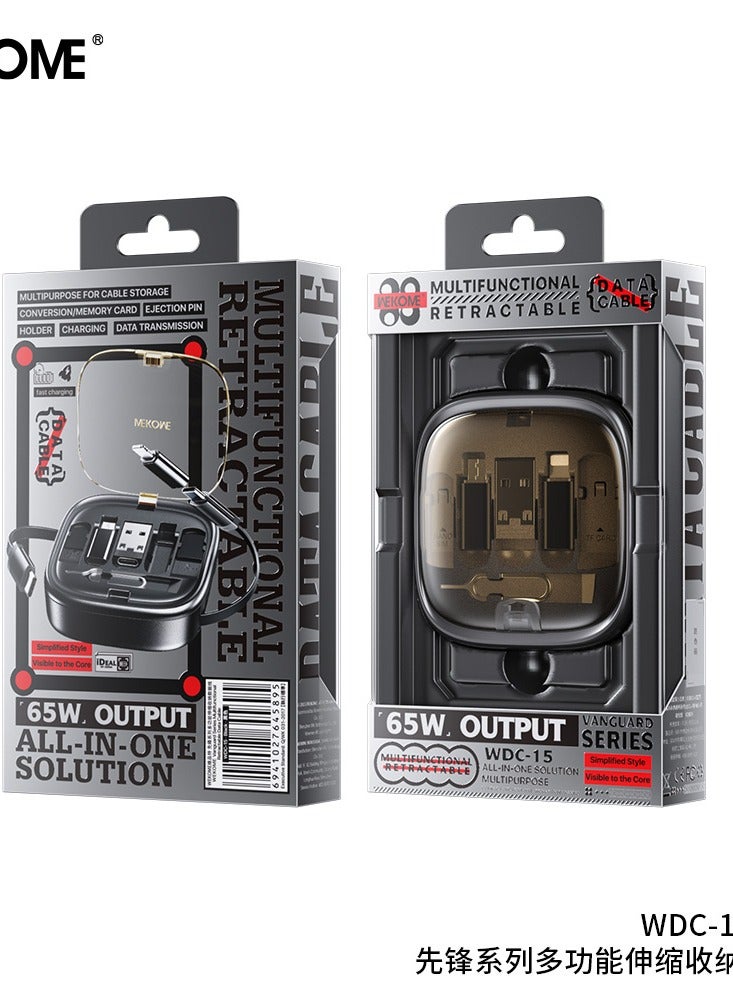 WEKOME WDC-15 black 3-in-1 Fast Charging Cable with Type-C, Micro USB, and IP Port for Cell Phones and More - Transparent Luminous Multi-Charging Cord - Image 4