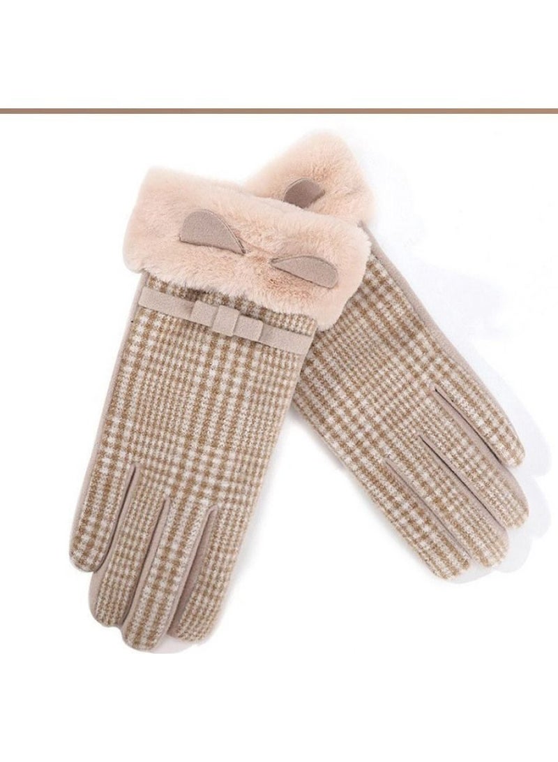 Golovejoy Women's Warm Plush Windproof And Cold Proof Lovely Gloves 