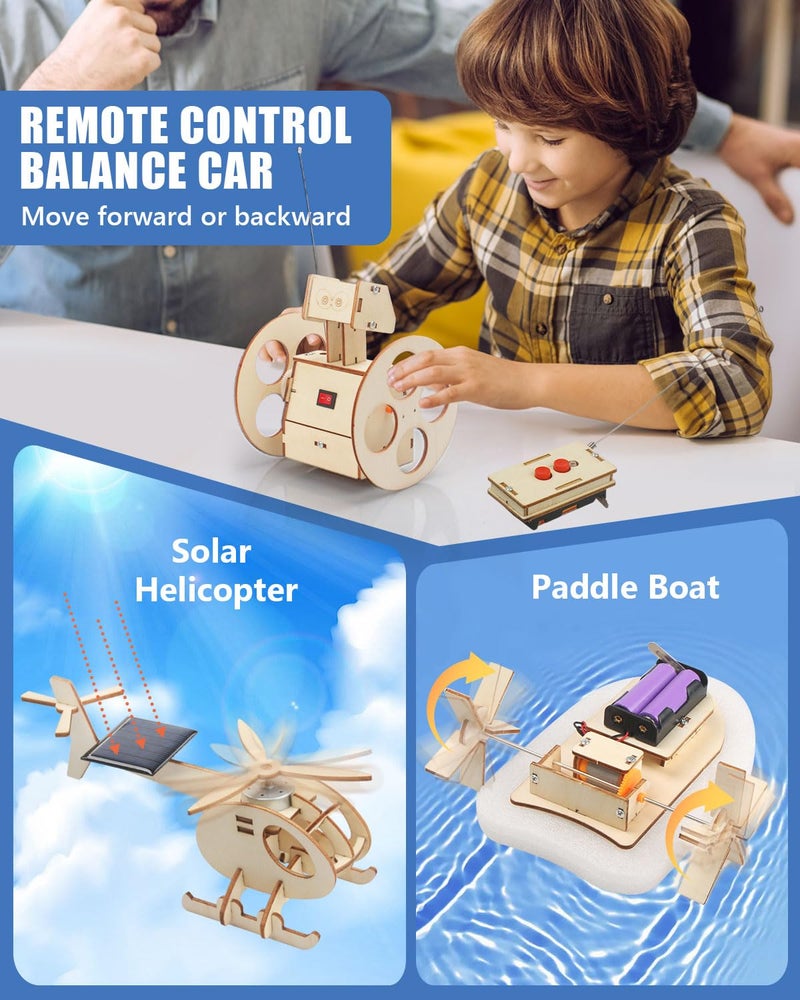 Poraxy STEM Kits for Kids Ages 8-10-12, 6 Set Model Car Kits, 3D Wooden Puzzles, Educational Science Experiment Projects Crafts Kits, Building Toys, Gifts for Boys and Girls 8 9 10 11 12 13 Year Old - Image 5