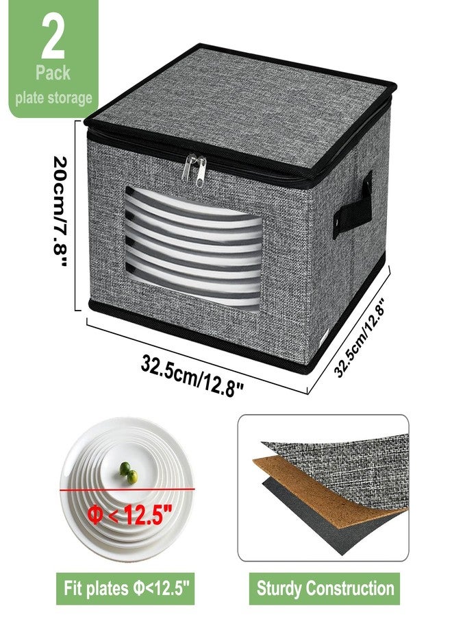 Homyfort China Storage Containers, 12 Inch Dinner Plate Dish Storage Containers, Hard Shell Quilted Dinnerware Storage Box Case with Lids and Felt Protectors for Dishes Plates Storage and Moving (Dark Grey) - Image 5