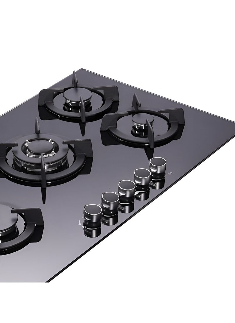 Generic - 5 Burner Gas Hob with Tempered Glass, Blue Flame Technology, Electric Ignition, Low Gas Consumption, Heavy Duty Cast Iron Pan Supports, Easy to Clean Gas Hob for Efficient Cooking in Modern Kitchens - Image 1