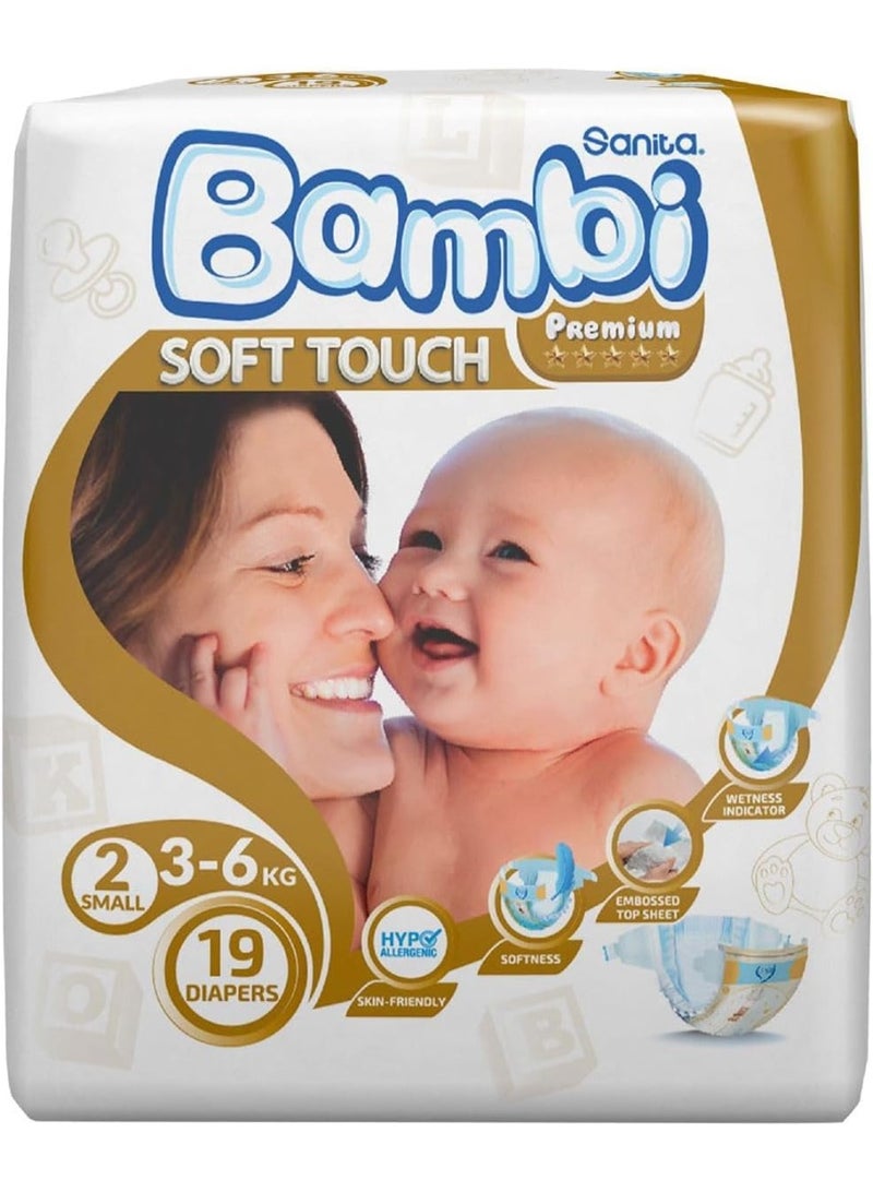 erorex anita Bambi Baby Diapers, Size 2 (Small, 3-6 Kg), 19 Count | All-Round Softness with Wetness Indicator - Image 1