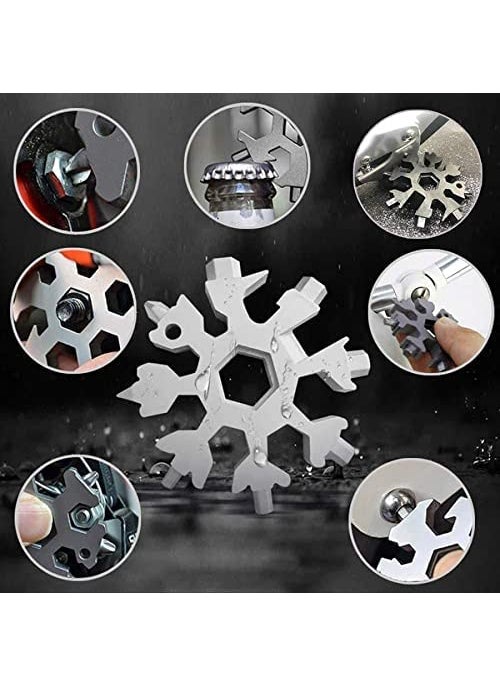 GREAT ENTERPRISE Great Enterprise 18in1 Snowflake Shape Multifunctional Tool HighCarbon Steel Spanner Portable Hex Wrench Multi Hand Tool for Outdoor Sports Pack of 1  - Image 3