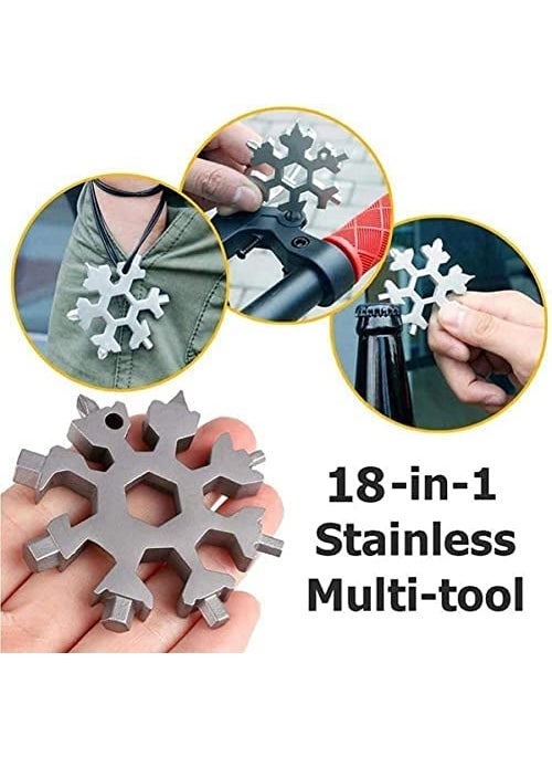 GREAT ENTERPRISE Great Enterprise 18in1 Snowflake Shape Multifunctional Tool HighCarbon Steel Spanner Portable Hex Wrench Multi Hand Tool for Outdoor Sports Pack of 1  - Image 4