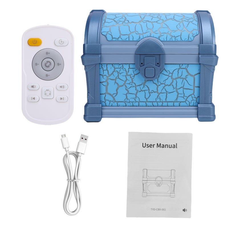 Aurora Projector Lamp Blue ABS Treasure Box Design 8 Dynamic Lighting Modes 8 Soothing White Noise Tracks - Wireless Bluetooth Speaker with Auto Timer for Kids Bedroom Insomnia Relief - Image 2