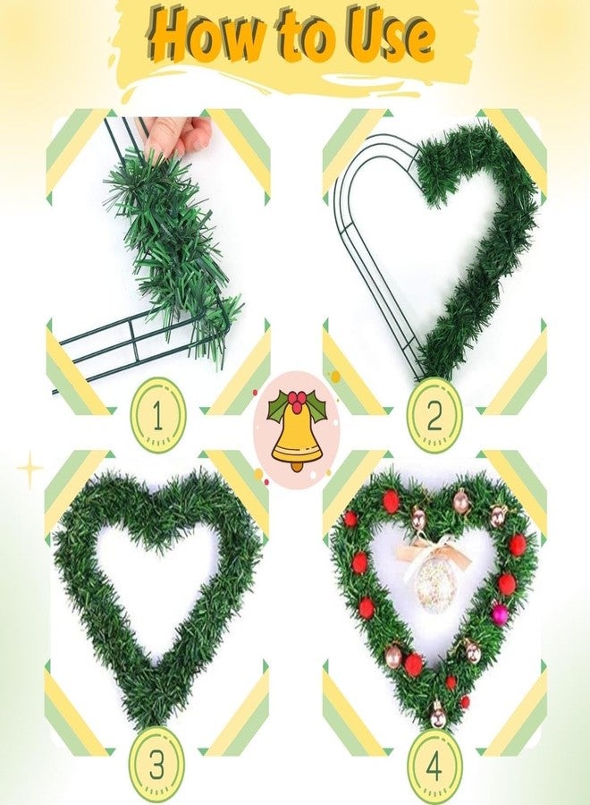 Ikosora 3Pcs Green Christmas Heart Shape Wire Wreath Form, 12 Inch Heart Metal Wire Wreath Frame, Wedding Garland, Holiday Wreaths for Christmas Day, Wedding Party, Christmas Door/Wall Decor DIY Crafts - Image 4