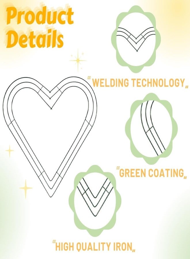 Ikosora 3Pcs Green Christmas Heart Shape Wire Wreath Form, 12 Inch Heart Metal Wire Wreath Frame, Wedding Garland, Holiday Wreaths for Christmas Day, Wedding Party, Christmas Door/Wall Decor DIY Crafts - Image 3