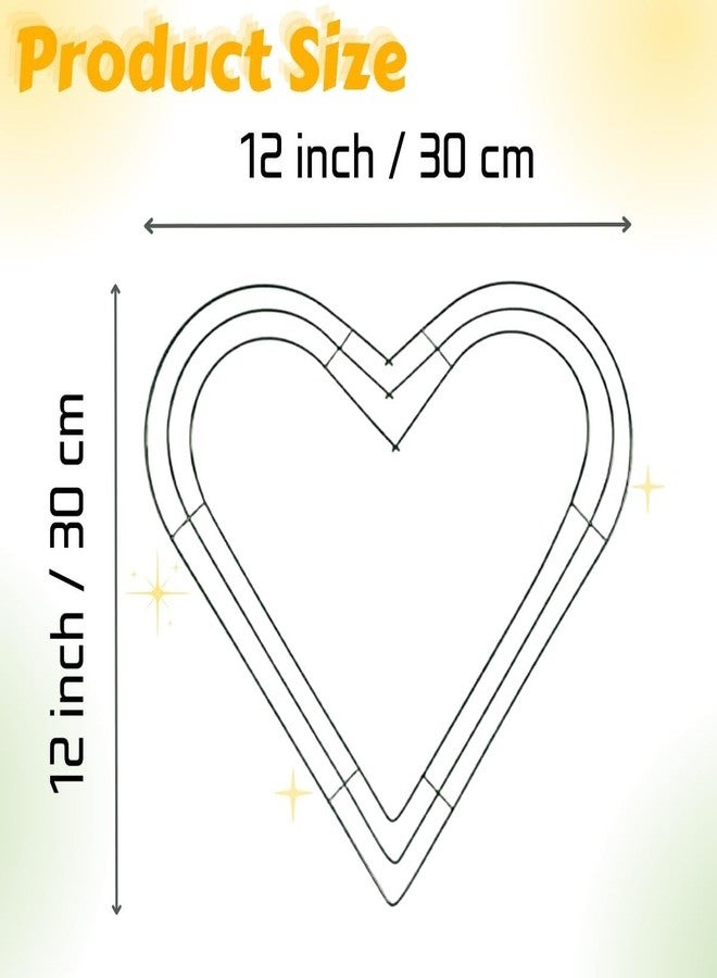 Ikosora 3Pcs Green Christmas Heart Shape Wire Wreath Form, 12 Inch Heart Metal Wire Wreath Frame, Wedding Garland, Holiday Wreaths for Christmas Day, Wedding Party, Christmas Door/Wall Decor DIY Crafts - Image 2