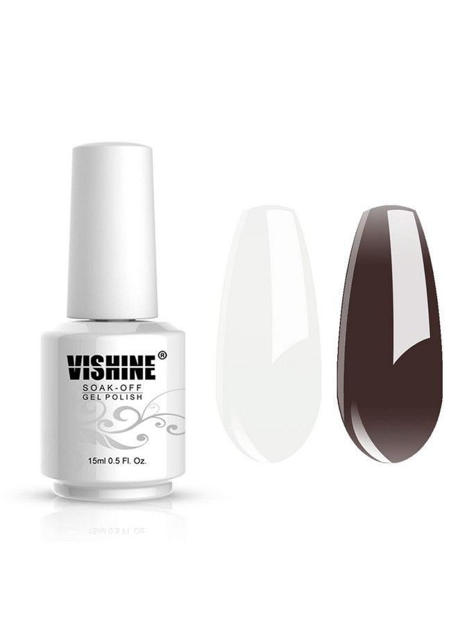 Vishine 2Pcs Of Jelly Translucent Gel Polish Milky White & Jelly Crystal Black Gel Nail Polishtranslucent Jelly French White Gel Polish Led Manicuring Varnish 15Ml - Image 2