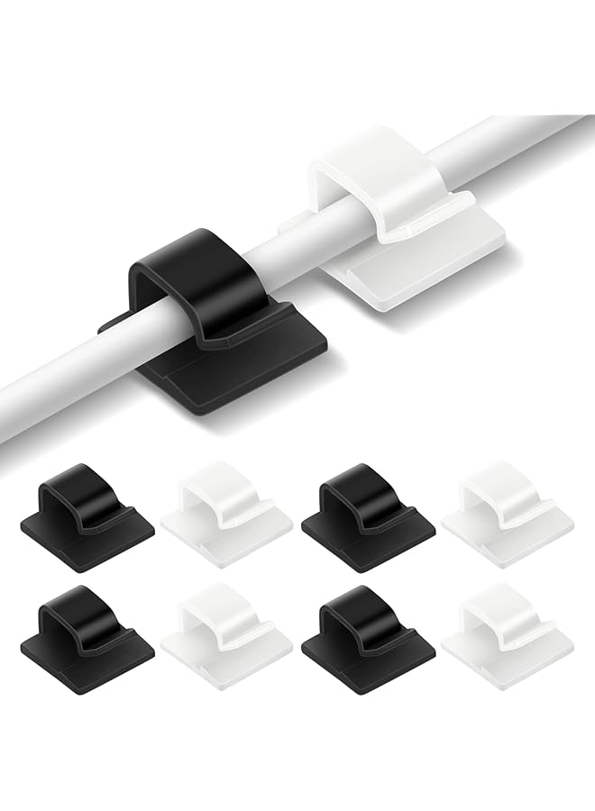 promass Cable Clips, Adhesive Cable Organizer Cord Holder Wire Clip Wire Management Self Adhesive Hooks Wire Holder for Office,Home 100 Pcs - Image 1