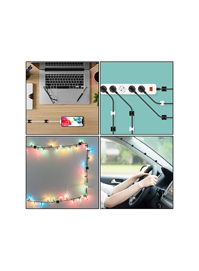 promass Cable Clips, Adhesive Cable Organizer Cord Holder Wire Clip Wire Management Self Adhesive Hooks Wire Holder for Office,Home 100 Pcs - Image 4