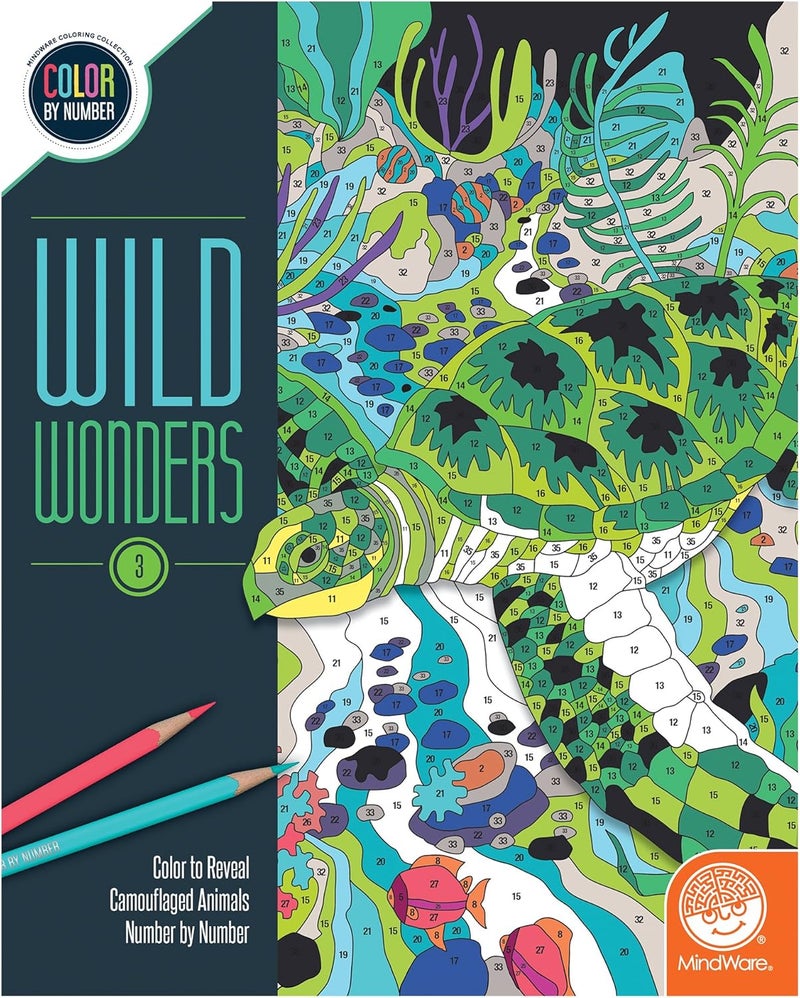 Mindware Color by Number Wild Wonders Book 3 – Animal-Themed Coloring Book for Kids Ages 6+ - Image 1